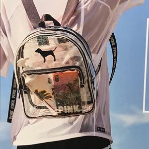 PINK mini clear/sparkle back pack NWT